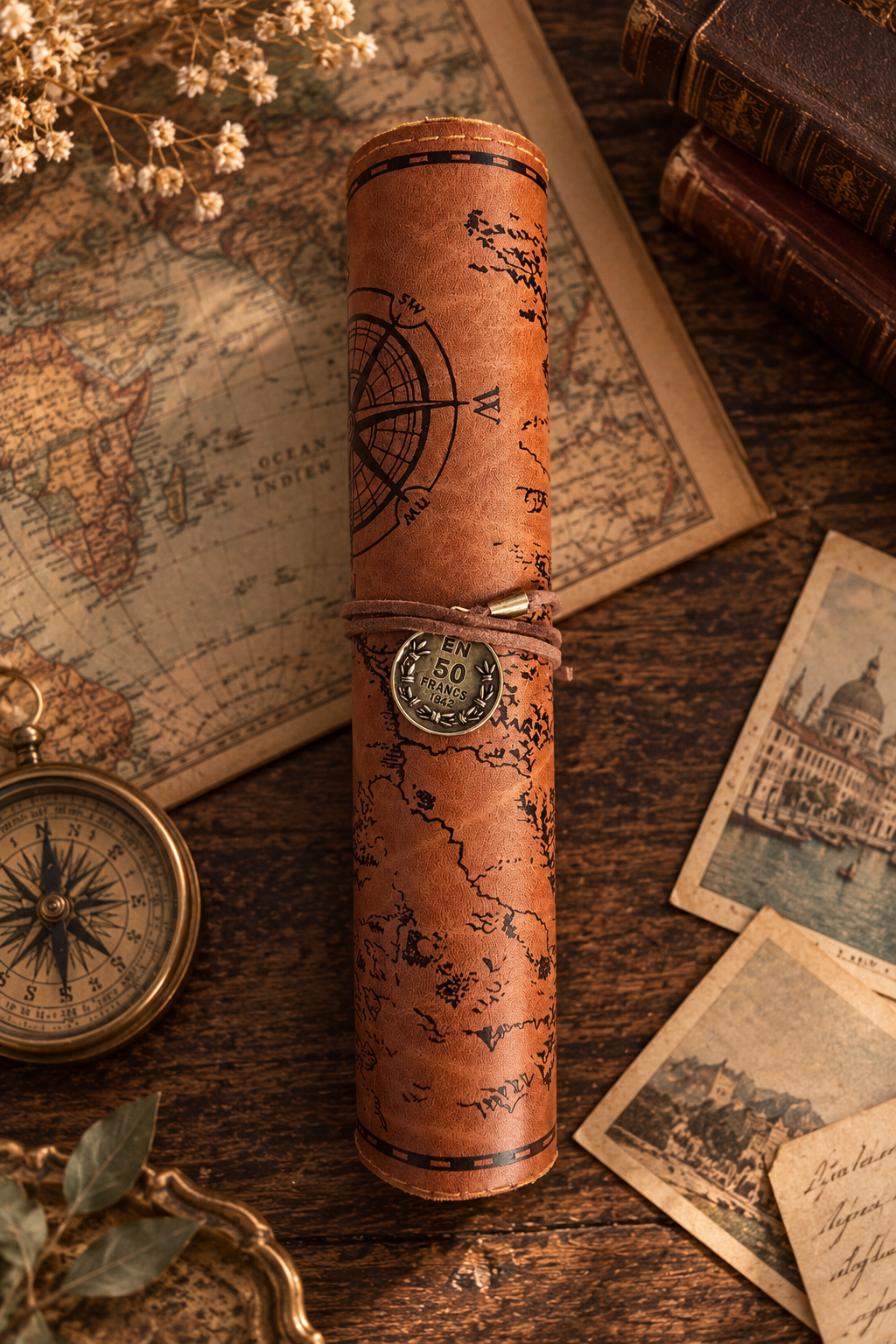 Vintage Map Pencil Case