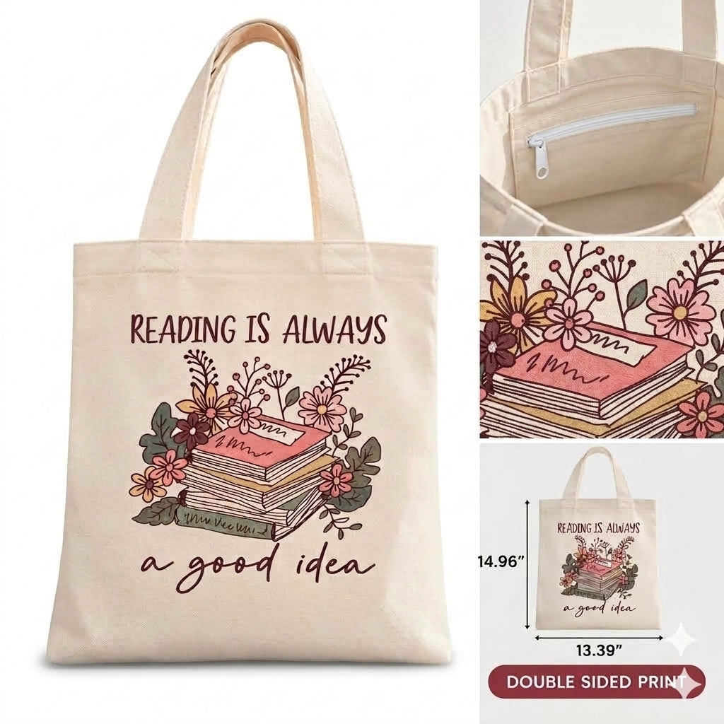 Bookish Canvas Tote Bag